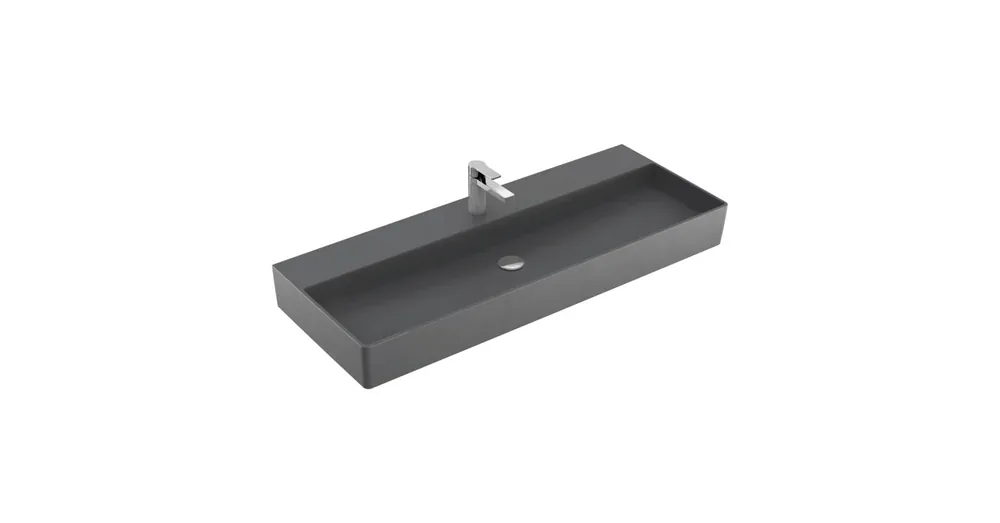 Vásárlói kedvenc Villeroy & Boch Memento 2.0 120 x 47 cm-es mosdó 1 csaplyukkal Graphite CeramicPlus felülettel túlfolyó nélkül - 4A22C2I4