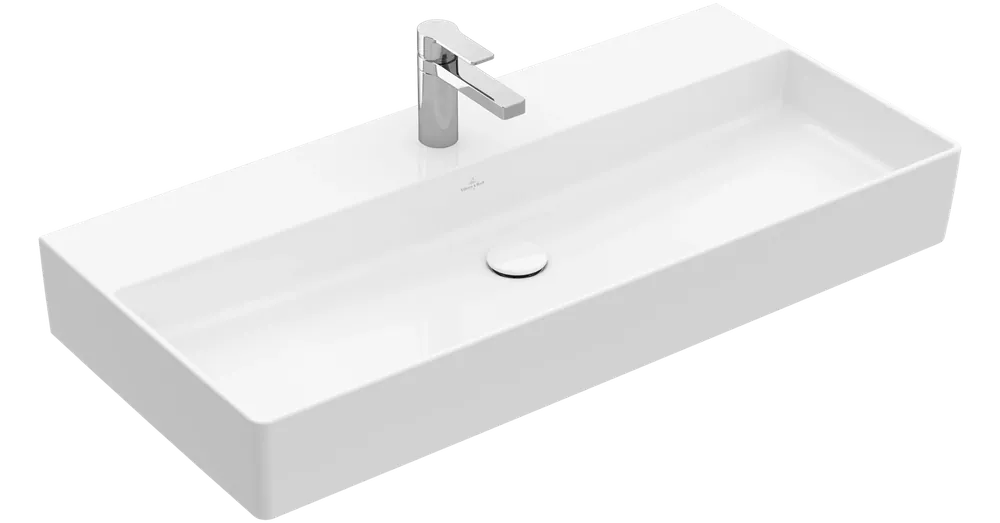 Villeroy & Boch Memento 2.0 100 x 47 cm-es mosdó 1 csaplyukkal Stone White CeramicPlus felülettel túlfolyó nélkül - 4A221HRW Prémium