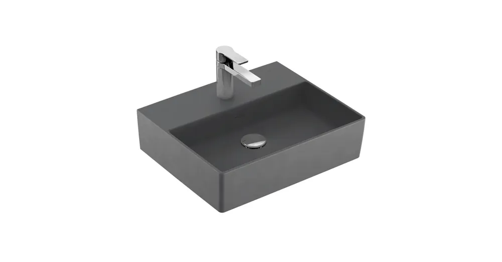 Árengedmény Villeroy & Boch Memento 2.0 50 x 42 cm-es mosdó 1 csaplyukkal Graphite CeramicPlus felülettel túlfolyó nélkül - 4A225LI4