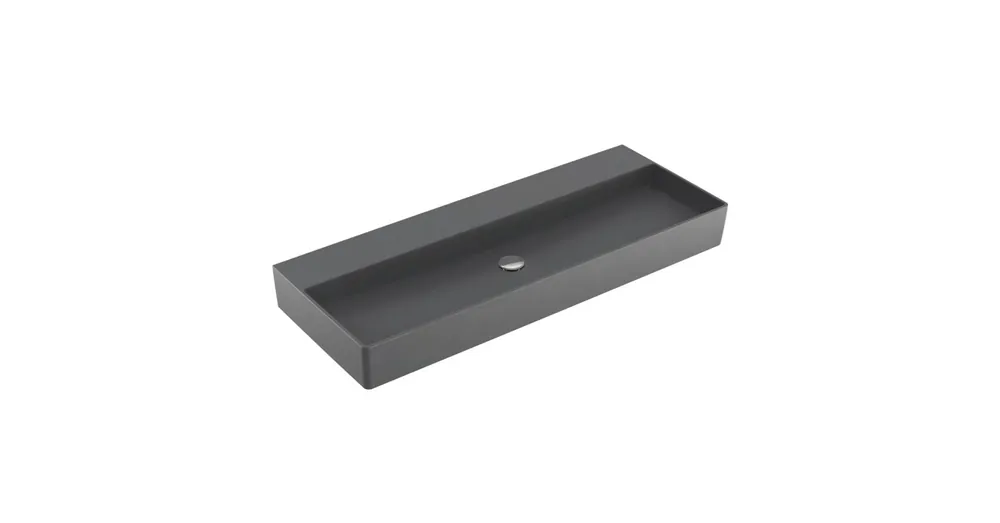 Gyors szállítás Villeroy & Boch Memento 2.0 120 x 47 cm-es mosdó csaplyuk és túlfolyó nélkül Graphite CeramicPlus felülettel - 4A22C3I4