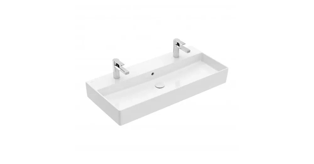 Vedd meg most Villeroy & Boch Memento 2.0 100 x 47 cm-es mosdó 2 csaplyukkal CeramicPlus felülettel - 4A221LR1