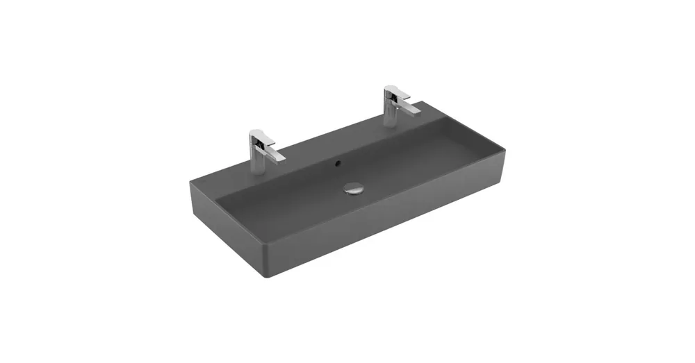 Villeroy & Boch Memento 2.0 100 x 47 cm-es mosdó 2 csaplyukkal Graphite CeramicPlus felülettel - 4A22A4I4 Kiárusítás
