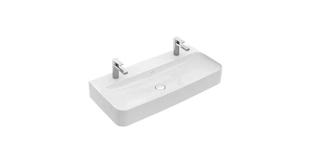 Kiárusítás Villeroy & Boch Finion 100 x 47 cm-es mosdó 2 csaplyukkal CeramicPlus felülettel túlfolyó nélkül - 41681LR1
