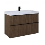 AREZZO design MONTEREY 100 cm-es alsószekrény 2 fiókkal, Lincoln dió színben, szifonkivágással AR-168687 Szuper akció