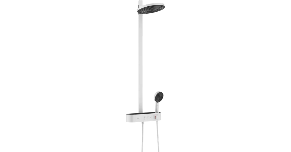 Hansgrohe Pulsify S Showerpipe 260, 2 jet, és ShowerTablet Select 400 matt fehér 24240700 Prémium