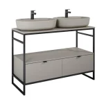 AREZZO design NEBO alsószekrény 120 cm-es, 2 fiókkal, matt beige, matt fekete (2 doboz) AR-168760SET Azonnali szállítás