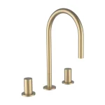 Prémium LAUFEN Kartell LAUFEN 2 forgatógombos csaptelep mosdóra 3 csaplyukhoz, 166 mm-es fordítható kifolyócsővel, 5,7 l/perc vízátfolyással, húzórudas lefolyószelep nélkül, PVD halvány arany matt H3123330832201
