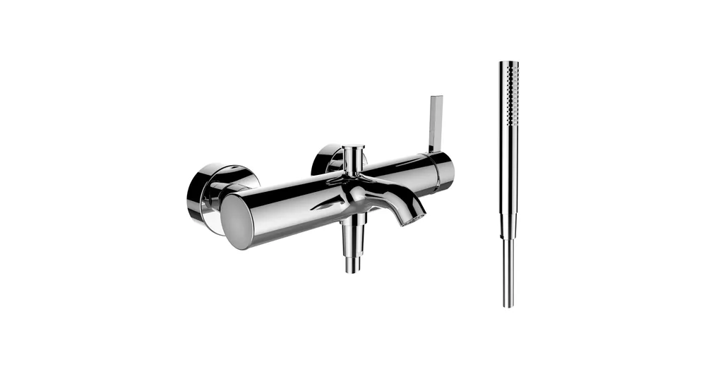 Exkluzív ajánlat LAUFEN Egykaros kád csaptelep, csatlakozókkal, 1800mm-es flexibilis gégecsővel és TwinStick kézi zuhannyal együtt, króm H3213370041411
