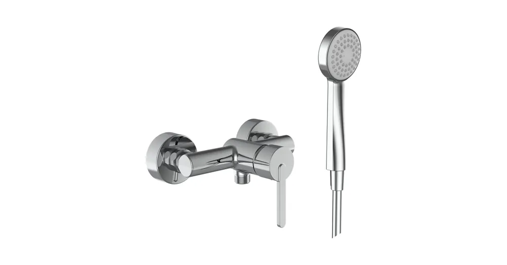Korlátozott ajánlat LAUFEN LUA Falra szerelt egykaros zuhany csaptelep, króm, 1600 mm-es flexibilis zuhanytömlővel és 1 funkciós 80 mm-es kézizuhannyal H3310810041311