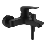 Vedd meg online LAUFEN LAURIN Fali egykaros kád /zuhany csaptelep, 1600mm-es flexibilis gégecsővel és Stella 80 kézizuhannyal, PVD matt titánium fekete HF500760428600