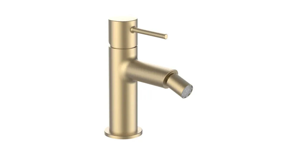 Szuper ajánlat LAUFEN Twinplus slim Bidé csaptelep, 112 mm kiállású fix kifolyóval, húzórudas lefolyószelep nélkül, PVD halvány arany matt HF505410462010