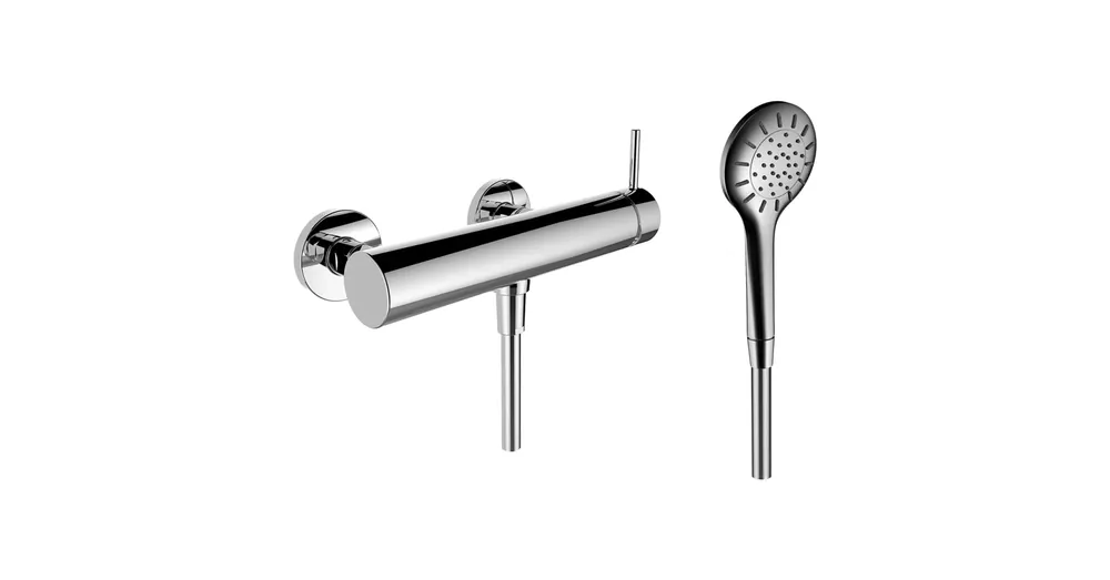LAUFEN Twinplus slim Falra szerelt zuhany csaptelep, 150 mm-es rögzítési távolsággal, 'MyTwin100' zuhanyfejjel és 1500 mm felxibilis zuhanytömlővel, króm HF505450100600 Utolsó esély