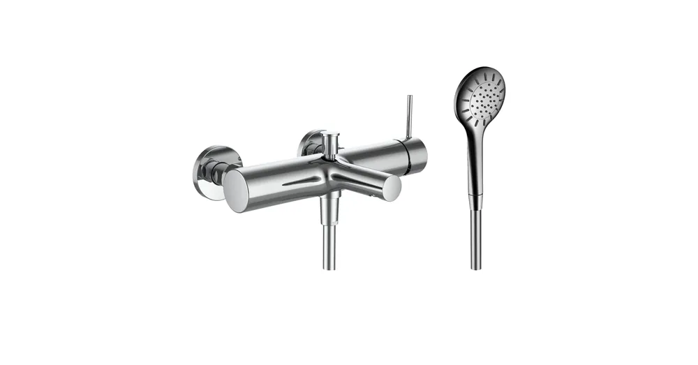 LAUFEN Twinplus slim Falra szerelt kád csaptelep, 150 mm-es rögzítési távolsággal, 'MyTwin100' zuhanyfejjel és 1500 mm felxibilis zuhanytömlővel, króm HF505460100600 Akció