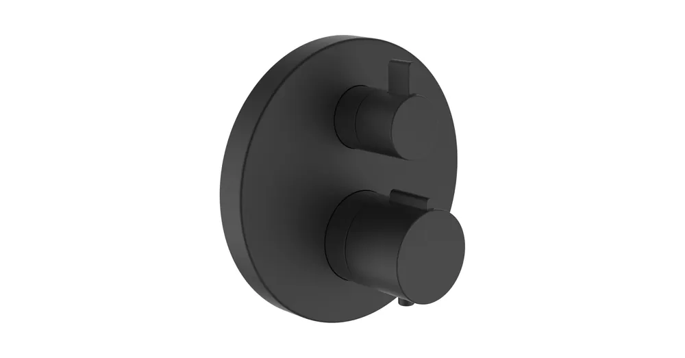Biztonságos fizetés LAUFEN TWINPLUS Falba épített termosztátos zuhany csaptelep falon kívüli része, PVD matt titán fekete HF905474428000