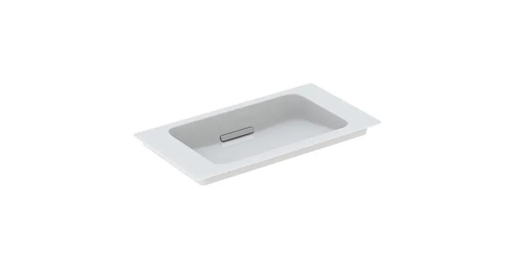 Alacsony ár Geberit One rövidített kivitelű mosdó 75x40 cm csaplyuk nélkül, KeraTect, fehér/szálcsiszolt 500.391.01.2