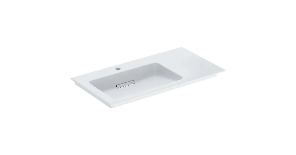 Geberit ONE balos mosdó hátsó lefolyóval 90x48 cm, KeraTect, túlfolyó nélkül, fényes fehér 505.007.00.1 Vedd meg most