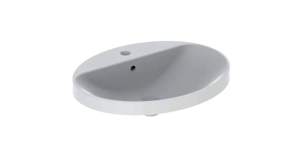Vedd meg online Geberit VariForm beépíthető mosdó 60 cm, ovális, csaplyuk-peremmel, túlfolyóval 500.725.01.2