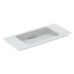 Utolsó esély Geberit ONE rövidített kivitelű mosdó hátsó lefolyóval 90x40 cm, csaplyuk nélkül, fehér/króm 500.395.01.1
