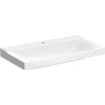 Újdonság Geberit Xeno² mosdó 90x48 cm, csaplyukkal, túlfolyó nélkül, KeraTect bevonattal, fehér 500.531.01.1