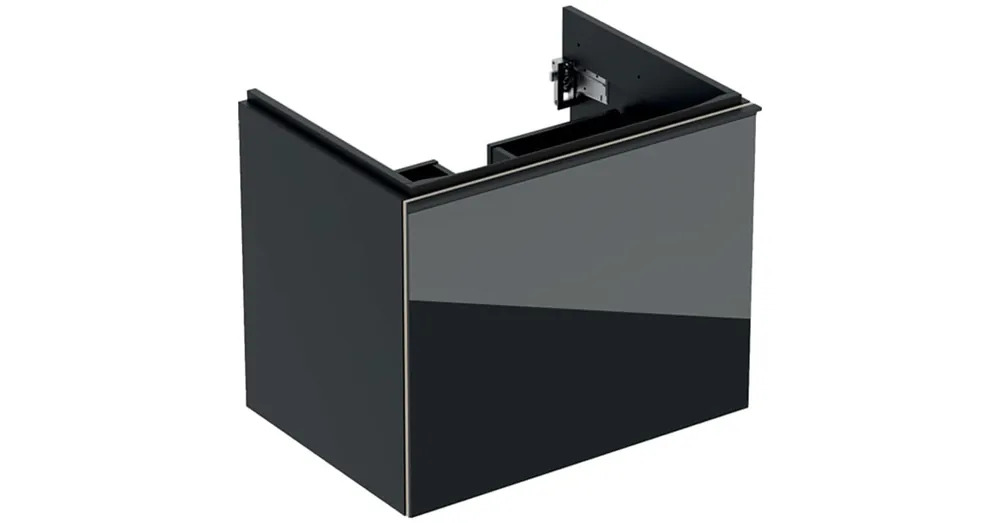 Bestseller Geberit Acanto alsó szekrény mosdóhoz, egy fiókkal egy belső fiókkal 65 cm matt láva/fényes láva üveg 500.610.JK.2