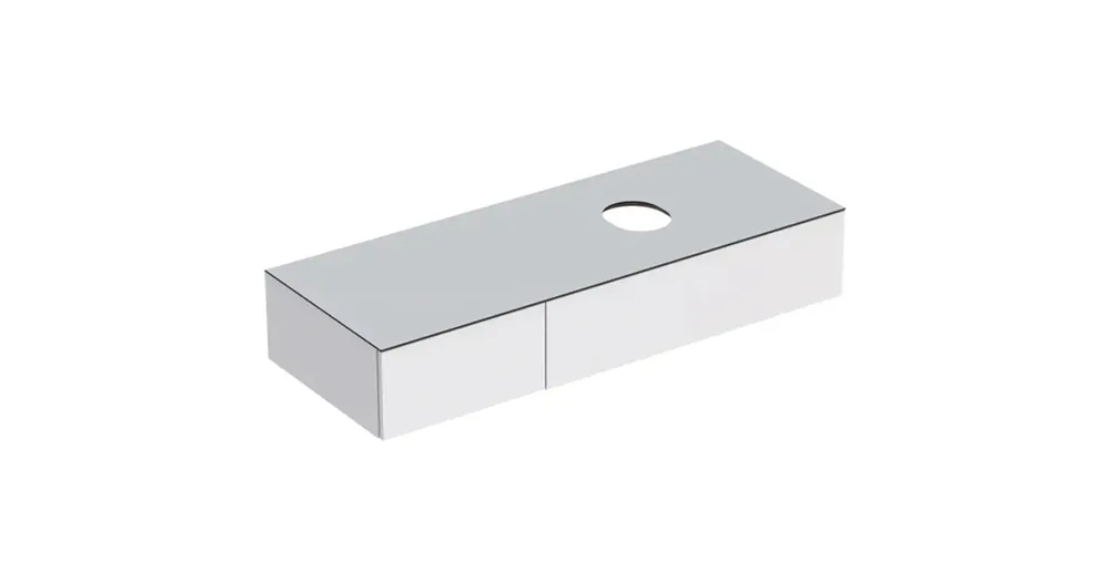 Geberit VariForm alsó szekrény pultra ültethető mosdóhoz 135x51 cm, 2 fiókkal, pakolófelülettel, magasfényű fehér 501.177.00.1 Gyors szállítás