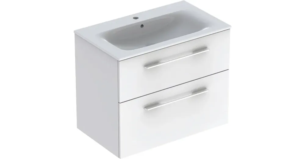 Geberit Selnova Square 2 fiókos mosdószekrény 80 cm, keskeny peremű mosdóval, magasfényű fehér 501.240.00.1 Expressz kézbesítés