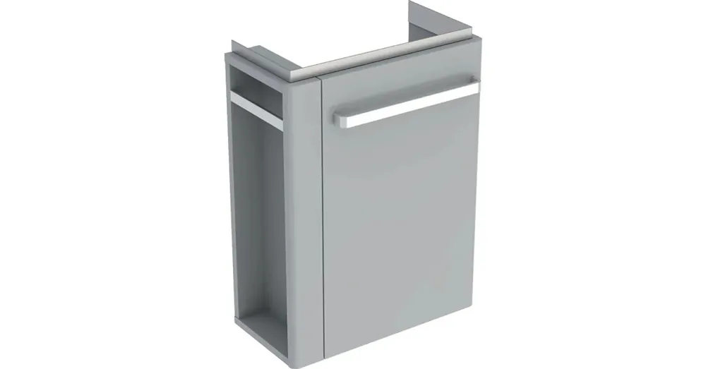 Vásárlói kedvenc Geberit Selnova Comfort alsó szekrény kézmosóhoz 50 cm, bal oldali törölközőtartó, rövidített kivitel, világosszürke 501.495.00.1