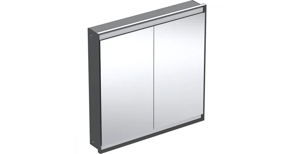 Ajánlat Geberit One 2 ajtós tükrös szekrény ComfortLight világítással 90x90 cm, matt fekete 505.803.00.7