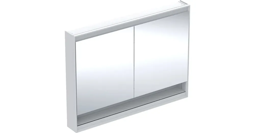 Geberit One tükrös szekrény nyitott polccal és világítással 120x90 cm, két ajtóval, fehér 505.835.00.2 Szuper akció