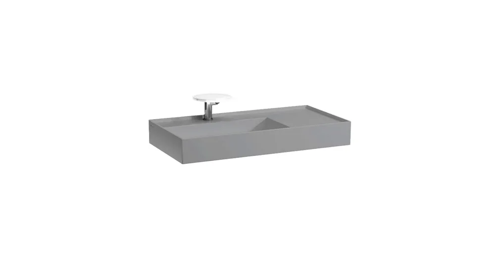 Szuper akció LAUFEN Kartell LAUFEN Mosdó jobb oldali pulttal, rejtett túlfolyóval, a mosdó alja csiszolt, túlfolyónyílás nélkül, egy csaplyukkal, Graphite matt H8183387581111