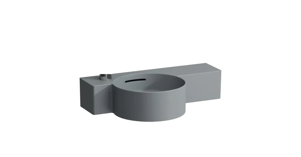 Ne maradj le LAUFEN VAL Kézmosó, kör alakú, jobb oldali polccal, 430 mm-re vágható csaplyuk nélkül, egyik oldalon vágatható, Graphite matt H8152837588131