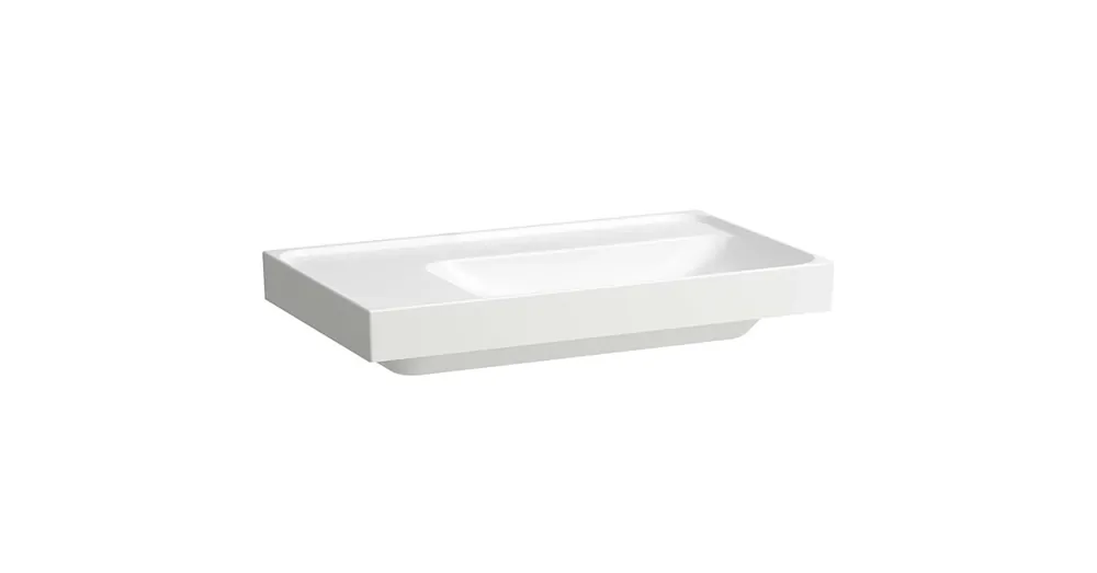 LAUFEN MEDA Mosdó, 80 cm, bal oldali pulttal túlfolyónyílás nélkül, csaplyuk nélkül, Fehér LCC bevonattal H8171154001121 Kedvezményes ár