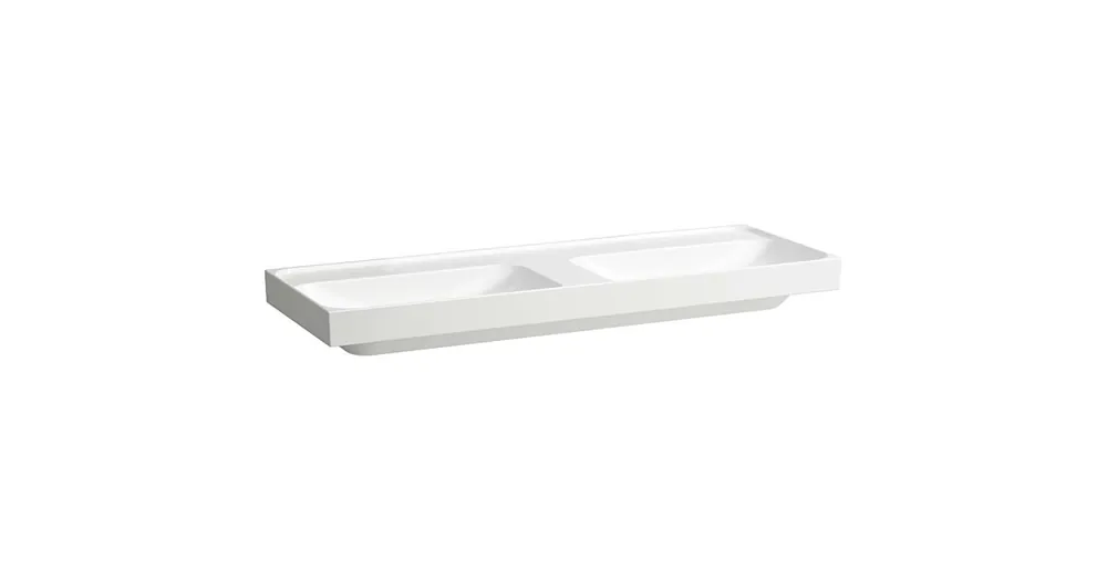 LAUFEN MEDA Dupla mosdó, 130 cm túlfolyónyílás nélkül, csaplyuk nélkül, Fehér LCC bevonattal H8141124001121 Kihagyhatatlan ajánlat