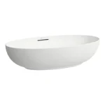 Akció LAUFEN ILBAGNOALESSI Mosdótál, 70 cm, ovális, kerámia lefolyószelep takaróval, csaplyuk nélkül, Matt fehér H8189787571091