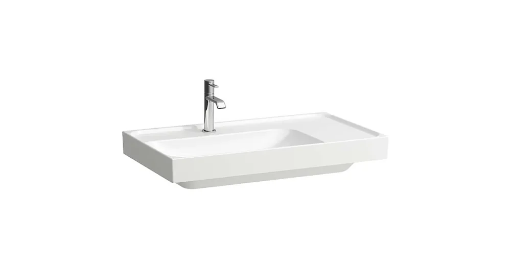 LAUFEN MEDA Mosdó, 80 cm, jobb oldali pulttal, túlfolyónyílás nélkül, egy csaplyukkal, Fehér LCC bevonattal H8171164001111 Ne maradj le