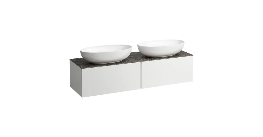 LAUFEN ILBAGNOALESSI Fiókos elem, 160 cm, kivágással jobb és bal oldalon, 2 fiókkal, Marrone Naturale felülettel, H818975, H818976, H818977, H818978 mosdókhoz, Matt Fehér H4323540972601 Végkiárusítás