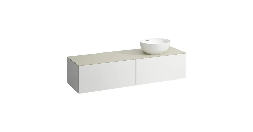 LAUFEN ILBAGNOALESSI Fiókos elem, 160 cm, kivágással jobb oldalon, 2 fiókkal, Calce Avorio felülettel, csaplyuk kivágással, H818975, H818976, H818977, H818978 mosdókhoz, Matt Fehér H4313560972601 Exkluzív ajánlat