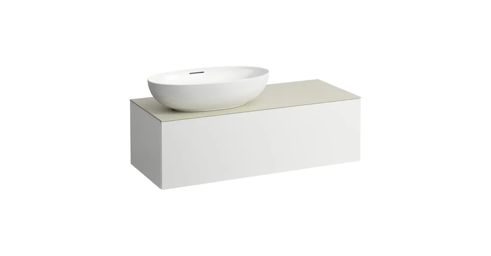Expressz szállítás LAUFEN ILBAGNOALESSI Fiókos elem, 120 cm, kivágással bal oldalon, 1 fiókkal, Calce Avorio felülettel, csaplyuk kivágással, H818977,H818978 mosdókhoz, Matt Fehér H4313100972601
