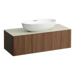 Prémium LAUFEN ILBAGNOALESSI Fiókos elem, 120 cm, kivágással középen, 1 fiókkal, Calce Avorio felülettel, H818975,H818976, H818977,H818978 mosdókhoz, Natúrfa Furnér H4313110976301