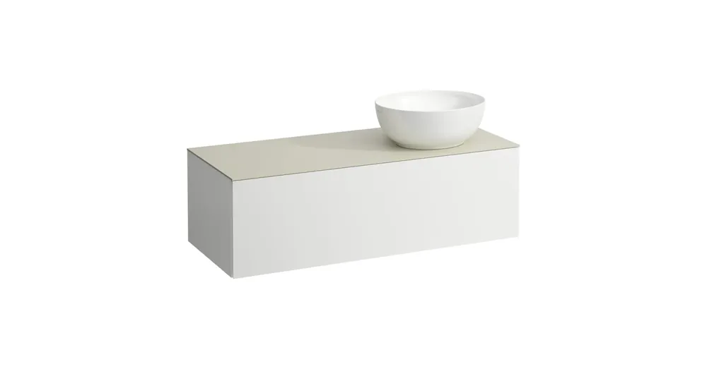 LAUFEN ILBAGNOALESSI Fiókos elem, 120 cm, kivágással jobb oldalon, 1 fiókkal, Calce Avorio felülettel, csaplyuk kivágással, H818975,H818976 mosdókhoz, Matt Fehér H4313170972601 Rendeld meg most