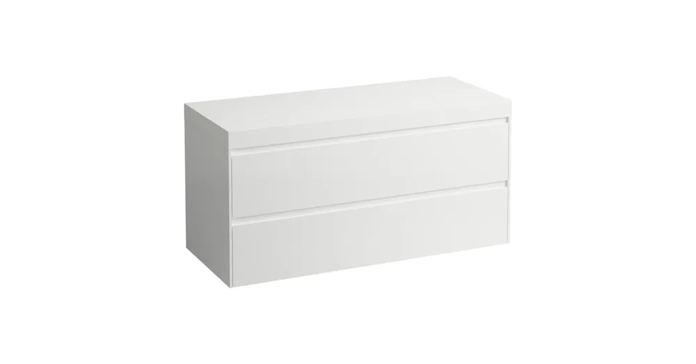 Bestseller LAUFEN LANI Moduláris alsószekrény, 120 cm, 2 fiókkal, mosdótartó lap 65 mm vastagsággal, kivágás nélkül, matt fehér színben, Matt Fehér H4045701122601