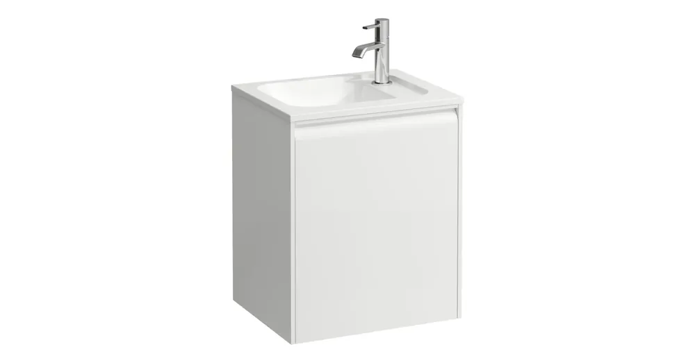 LAUFEN MEDA Alsószekrény 450 mm, 1 ajtóval, ajtózsanér jobb oldalon, H814110 Marbond kompozit anyagú mosdóhoz, Matt Fehér H4216620112601 Akció