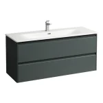 LAUFEN PALACE Kombi csomag 120 cm, vékony mosdó alsószekrénnyel, 2 fiókkal, fiók rendezővel együtt. Hagyományos vagy helytakarékos szifonnal H894240 szerelhető., egy csaplyuk, középen, Traffic Szürke H8617092661041 Szezonális akció