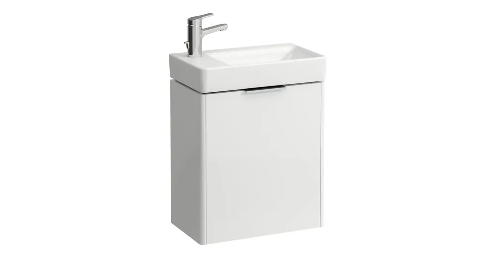 Alacsony ár LAUFEN BASE Alsószekrény, egy balos ajtóval a 815955 mosdóhoz, Fényes Fehér H4021011102611