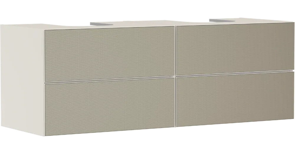 Hansgrohe Xevolos E Konzolos mosdószekrény 1570/550, matt homok bézs színű, 4 fiókkal, 2 ráültetett mosdótálhoz 54200390 Korlátozott ajánlat