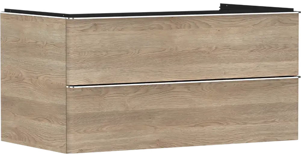 Kedvezmény Hansgrohe Xelu Q Konzolos mosdószekrény 980/550, természetes tölgy színű, 2 fiókkal, ráültetett mosdótálakhoz 54080000