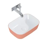 AREZZO design pultra ültethető mosdó RENI 46x33, fényes fehér / matt terra pink AR-146110 Vedd meg most