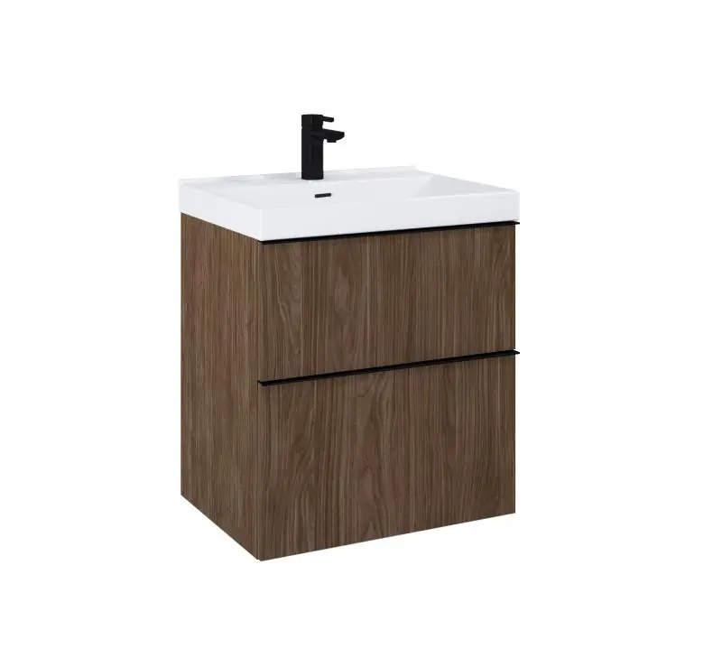 Prémium AREZZO design MONTEREY 60 cm-es alsószekrény 2 fiókkal Lincoln dió színben, szifonkivágással