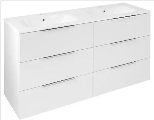 Sapho Cirasa Mosdótartó szekrény, 4 fiókkal, 141 x 77 x 46 cm, Fényes fehér Outlet