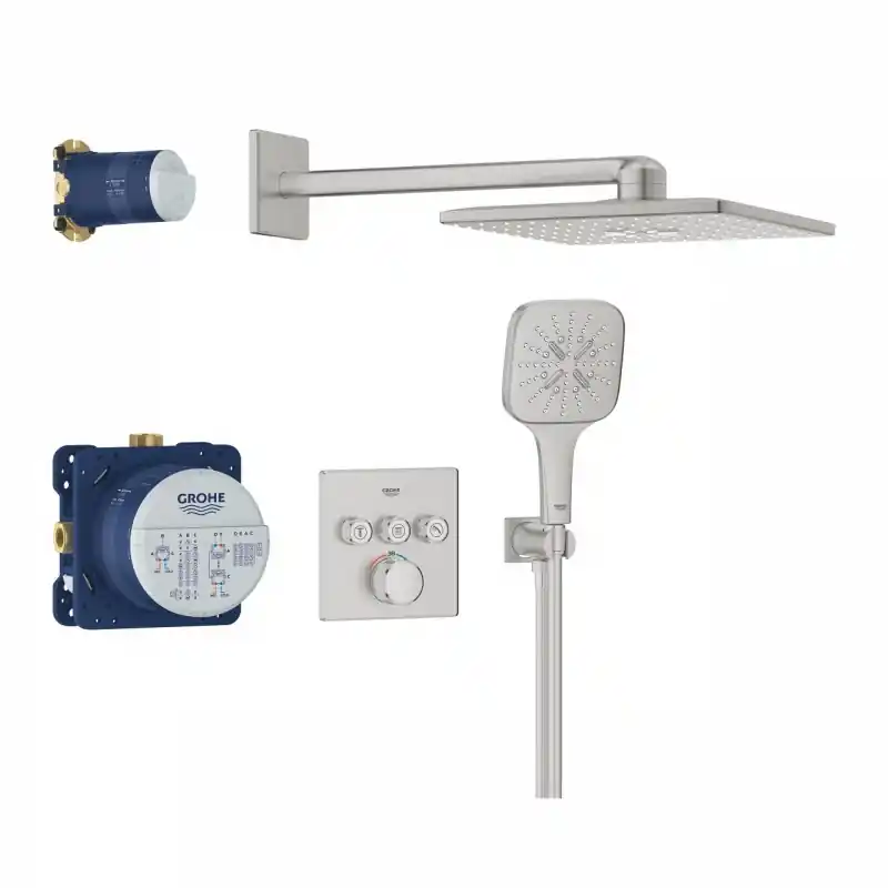 Grohe Grohtherm SmartControl Rejtett supersteel zuhanyrendszer Rainshower SmartActive 310 Cube fejzuhannyal Legjobb ár